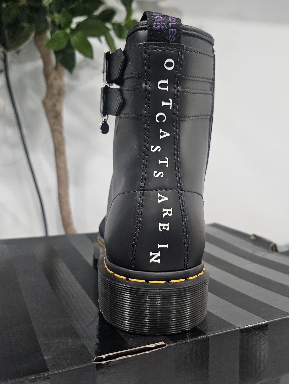 Dr. Martens Black Leather & Suede Buckle Combat Boot/wednesday/NWB - Picture 8 of 8